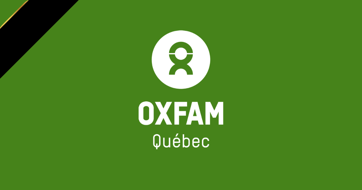 logo Oxfam-Québec fond vert et bandeau deuil noir