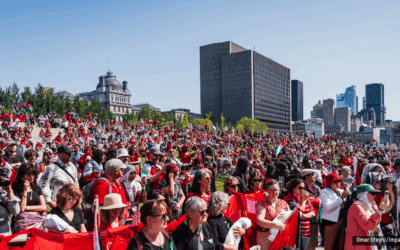 Des milliers de personnes tracent une ligne rouge pour Gaza à Montréal 
